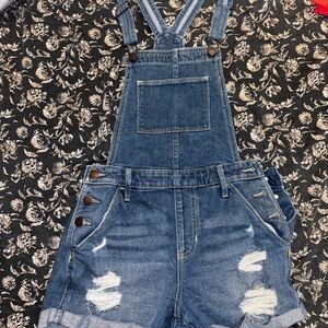 Hollister Light Blue Denim Overalls